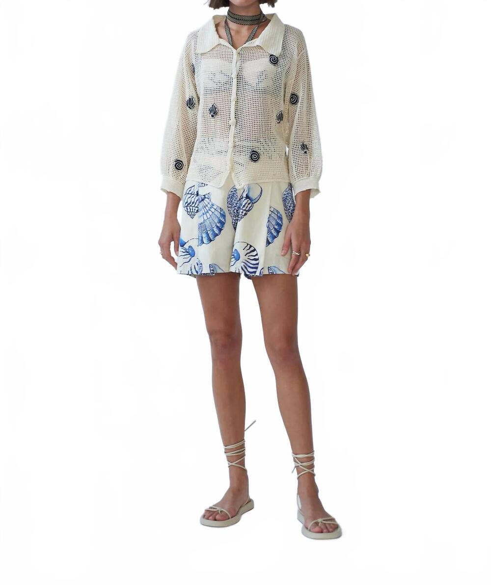 NEW CAROLINA K women's delmar crochet bomber overshirt in gardenia